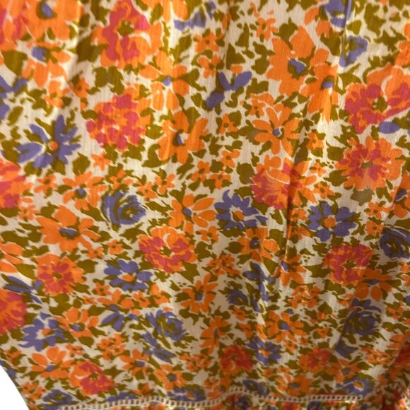 Lost + Wander oragne floral FALL smocking maxi prairie dress M - Picture 3 of 5